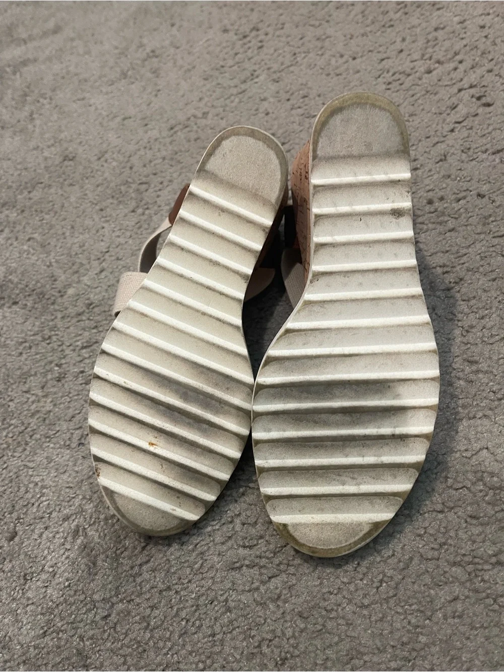 Steve Madden Neutral Canvas and Cork Platform Wedges